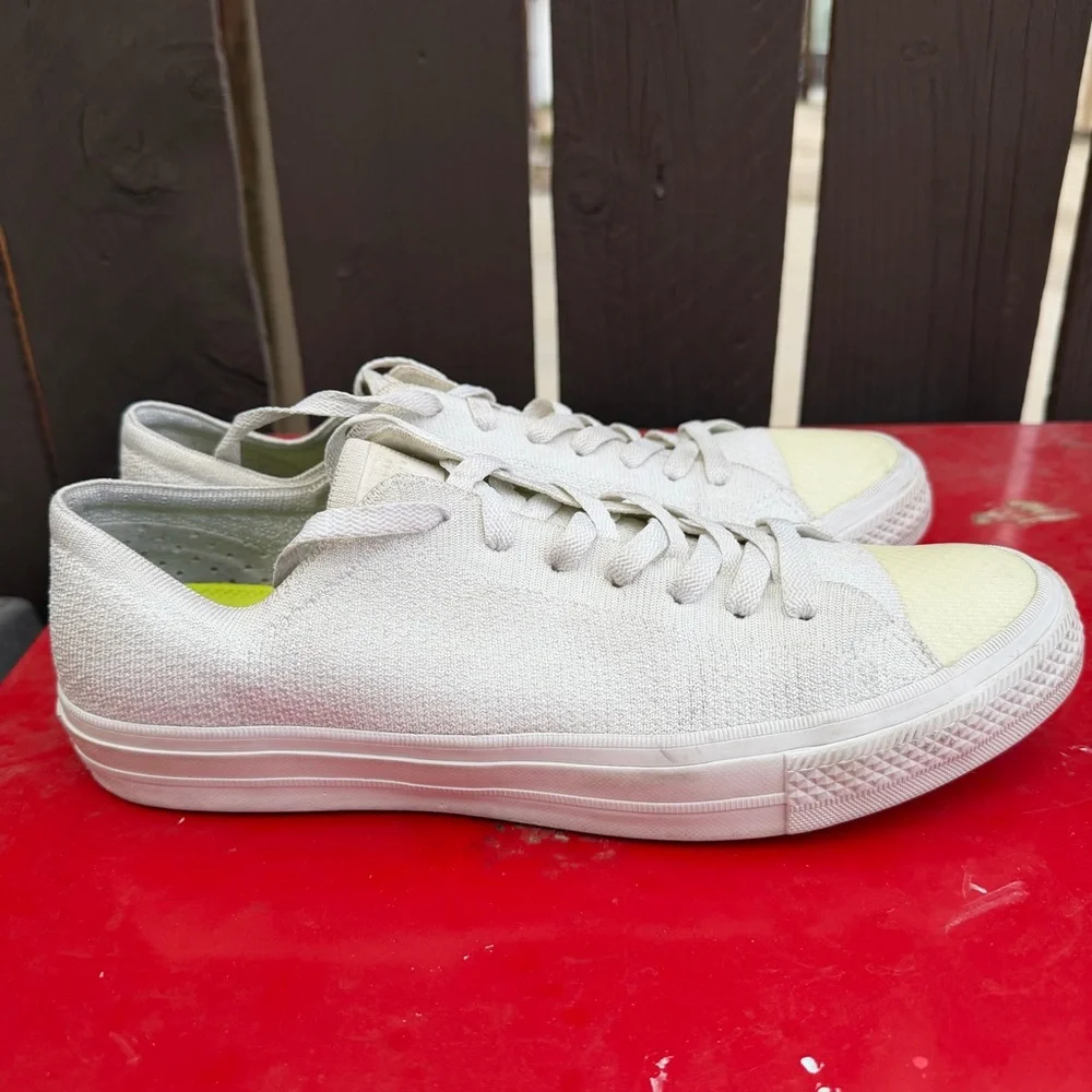 Converse All Star Knit Low Top Sneakers Off White Mens 9.5 Womens 11.5 - Picture 6 of 7